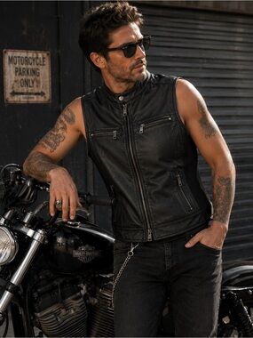 Quilted Moto Vest Black Faux Leather Biker Style Fried Denim NYC Size S